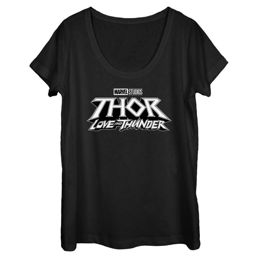 Women's Marvel Black Logo Scoop Neck T-Shirt