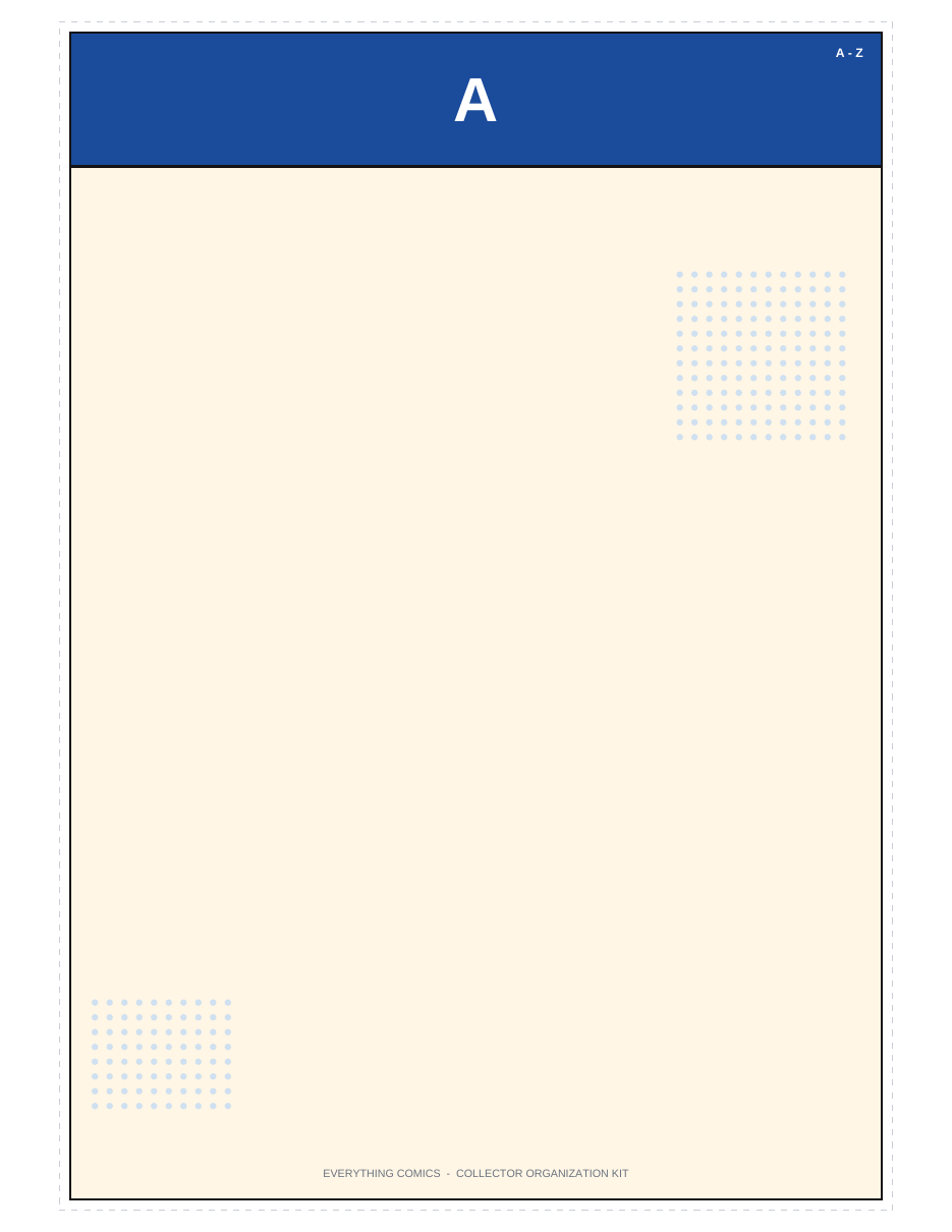 Collector Organization Kit — Printable Comic Dividers, Box Labels & Collection Tracker