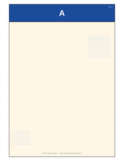 Collector Organization Kit — Printable Comic Dividers, Box Labels & Collection Tracker