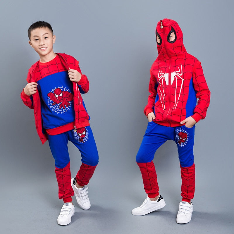 Baby Boy Clothing Sets Spiderman Cartoon Jacket +T Shirt + Pants Children Clothes 3PCS Toddler Boys Spider Man Sport Set Girls - Everything Comics