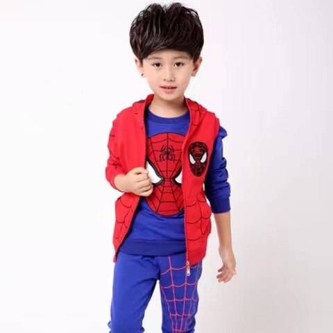 Baby Boy Clothing Sets Spiderman Cartoon Jacket +T Shirt + Pants Children Clothes 3PCS Toddler Boys Spider Man Sport Set Girls - Everything Comics